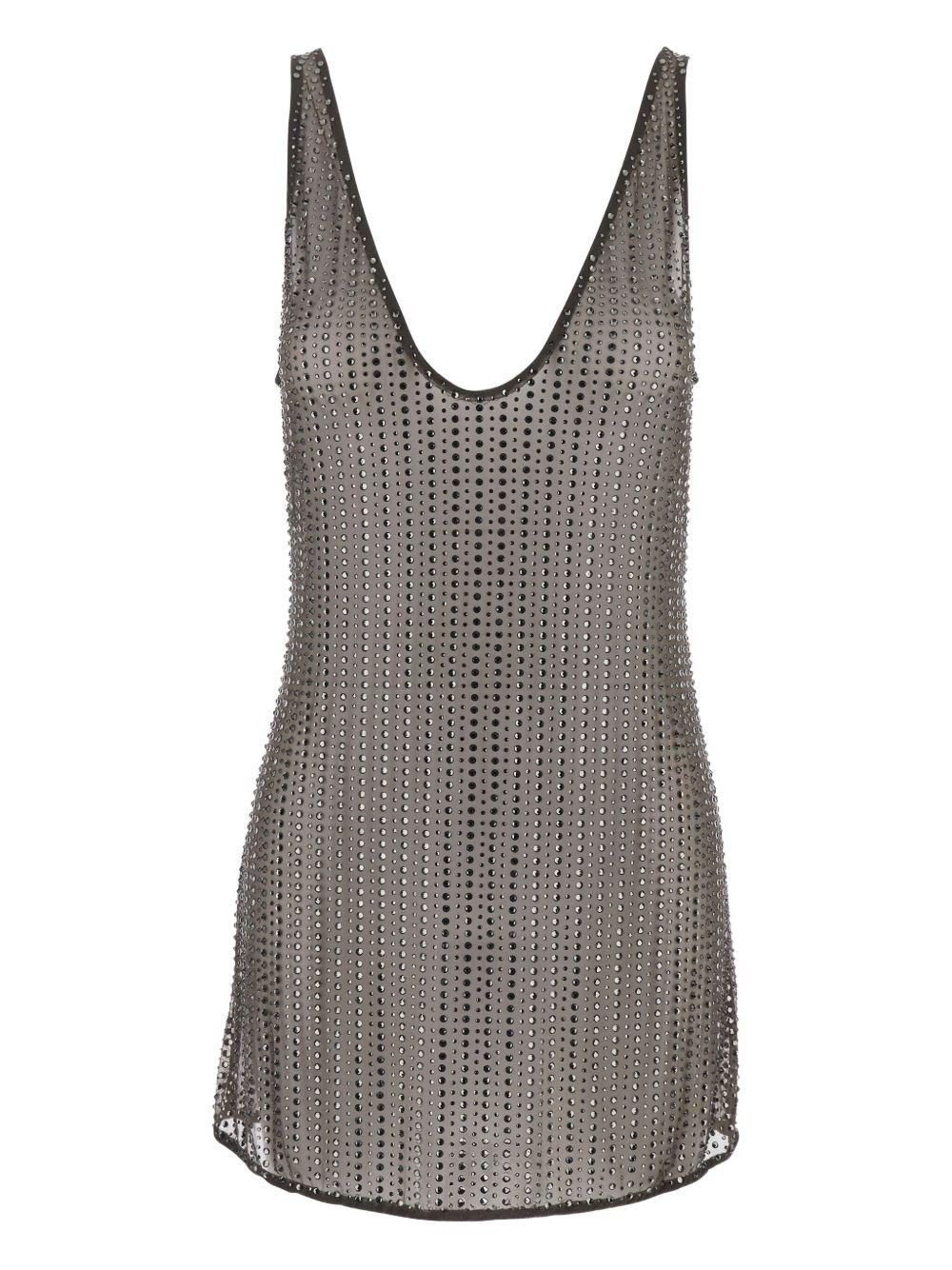 VENUJA Miniabito Malibu in tulle grigio con strass