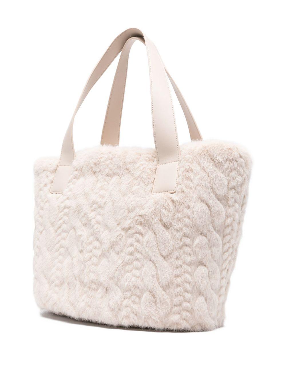 LIUJO Borsa a mano in pelliccia beige