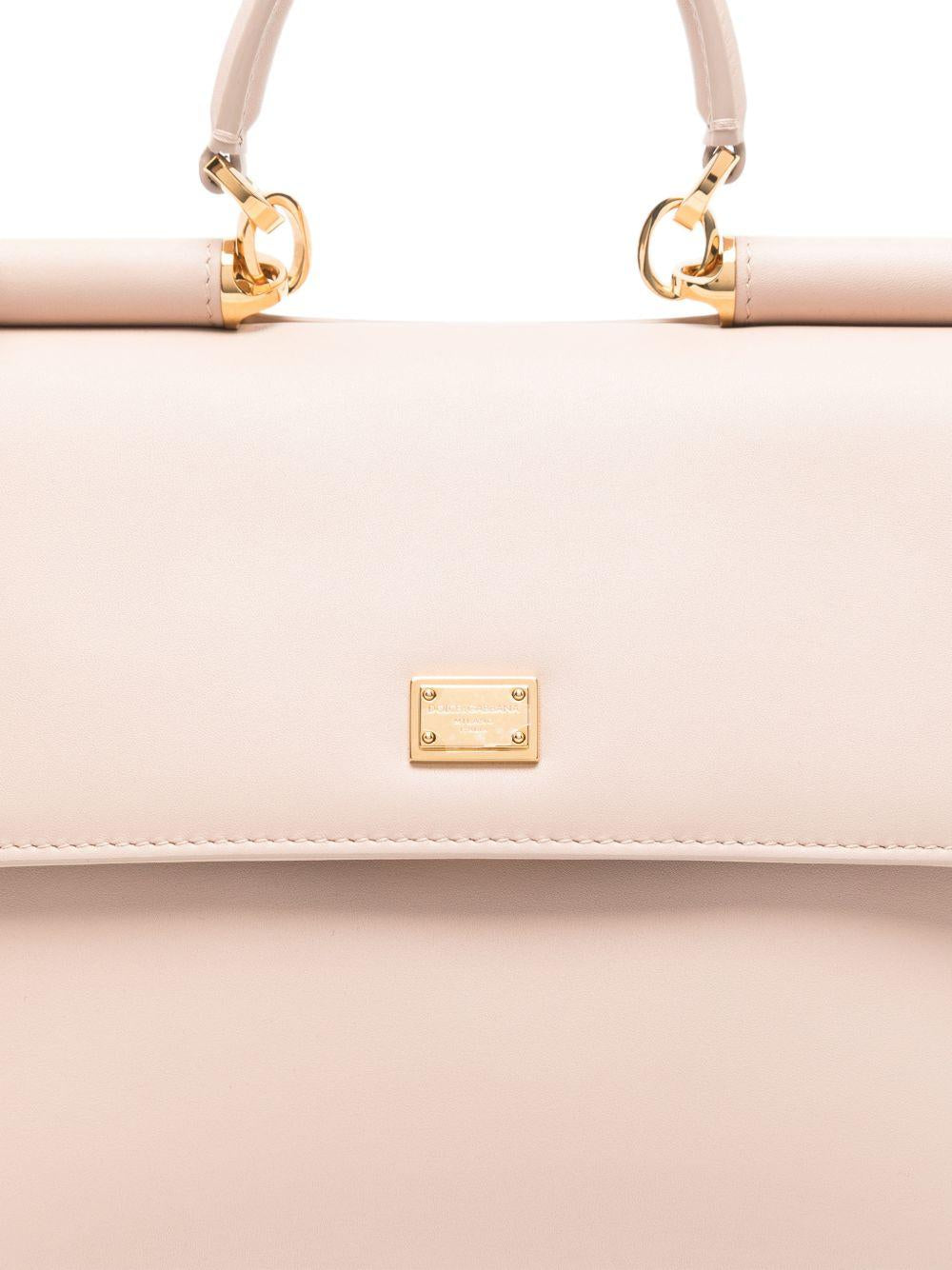 DOLCE e GABBANA Borsa a mano My Sicily in pelle di vitello plongé nude con tracolla removibile