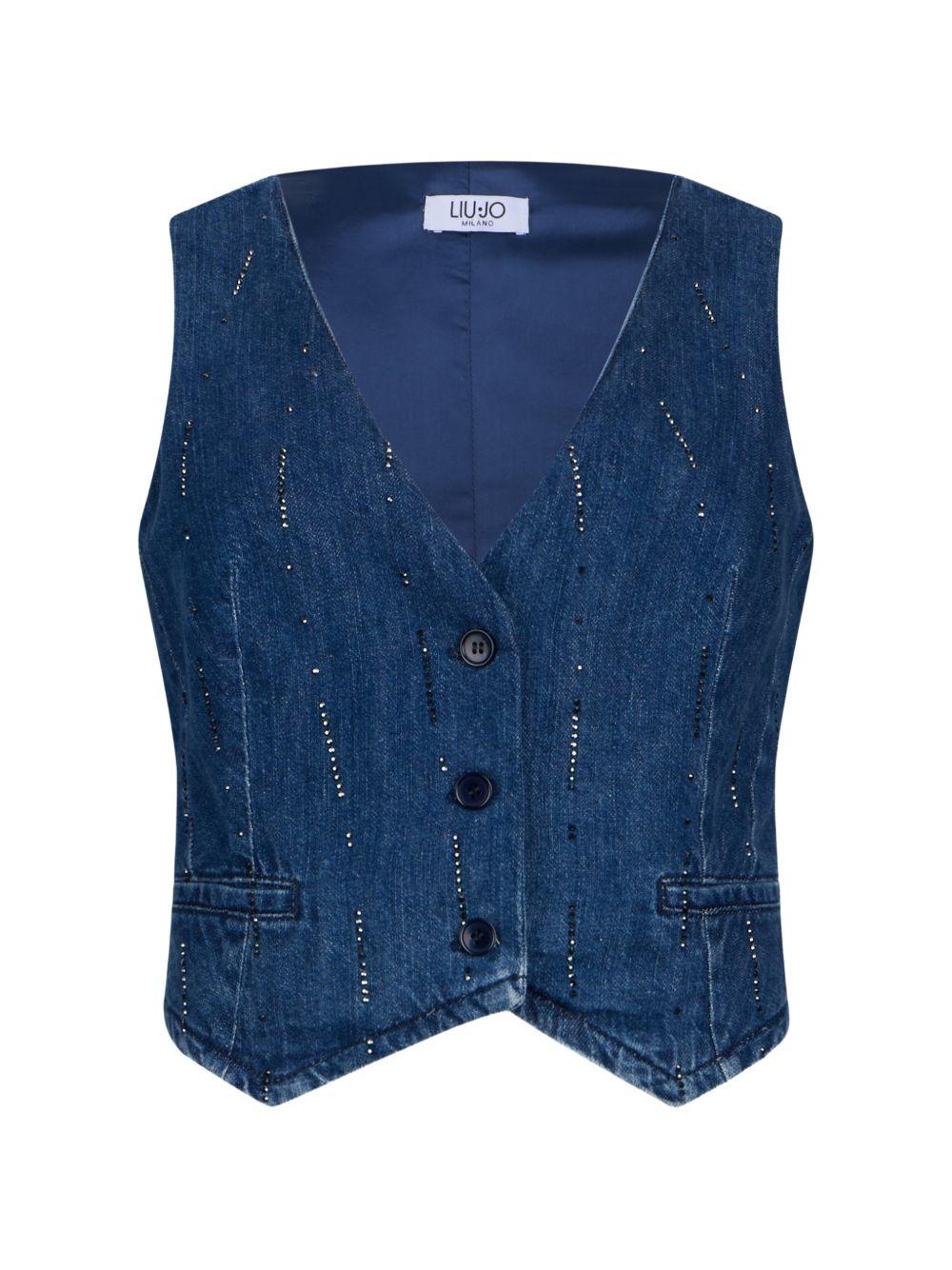 LIUJO Gilet in blu denim