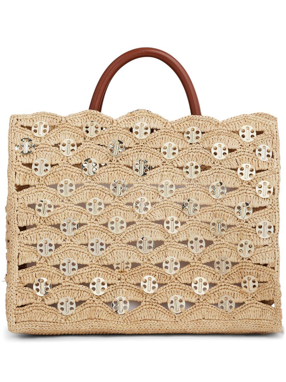 RABANNE Borsa a mano in rafia beige