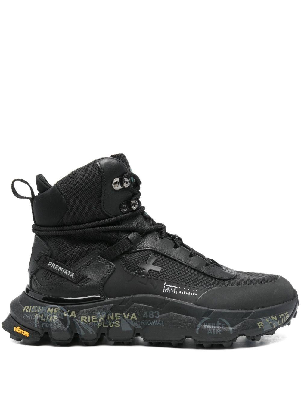PREMIATA Sneakers alte 'Trivor' in pelle nera