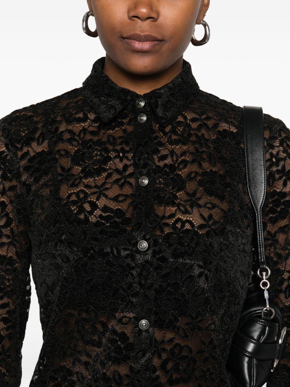 VERSACE JEANS COUTURE Camicia nera in pizzo