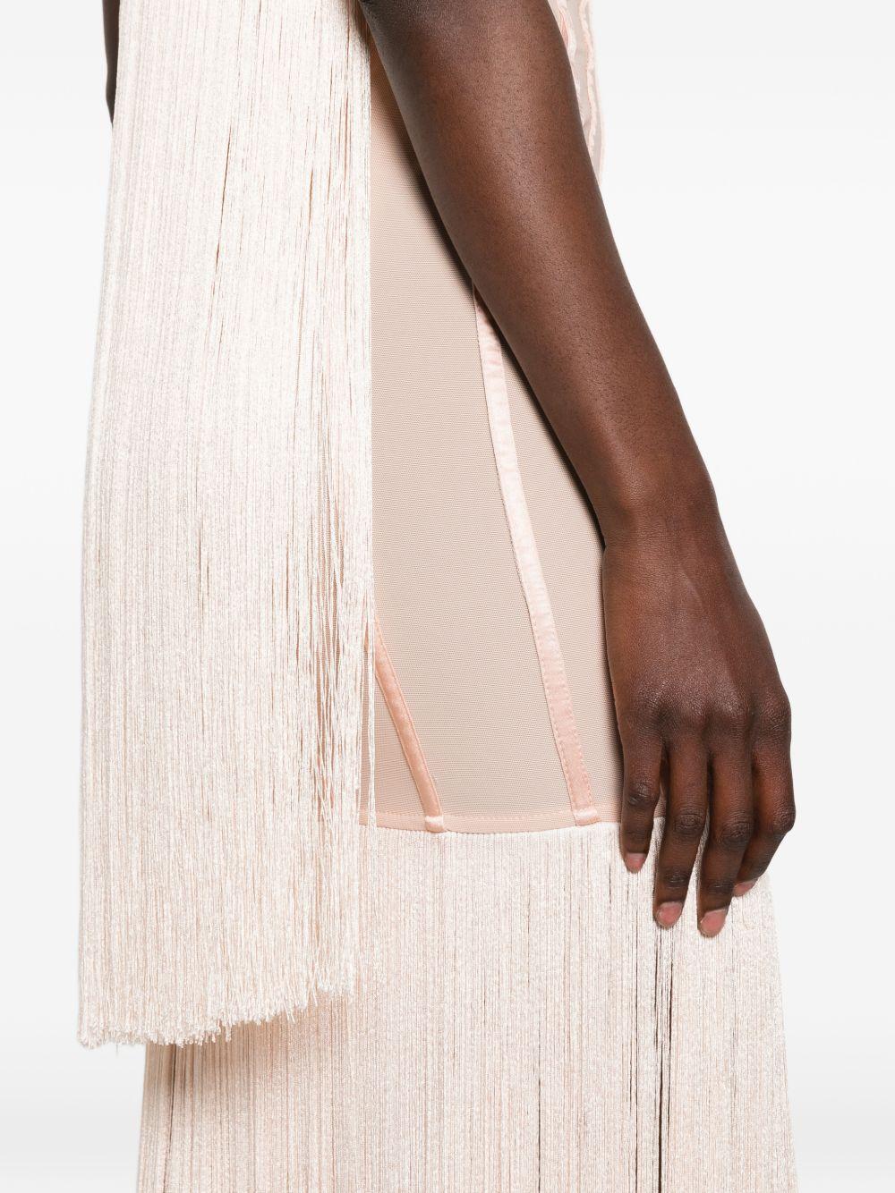 ELISABETTA FRANCHI Abito lungo Red Carpet con frange