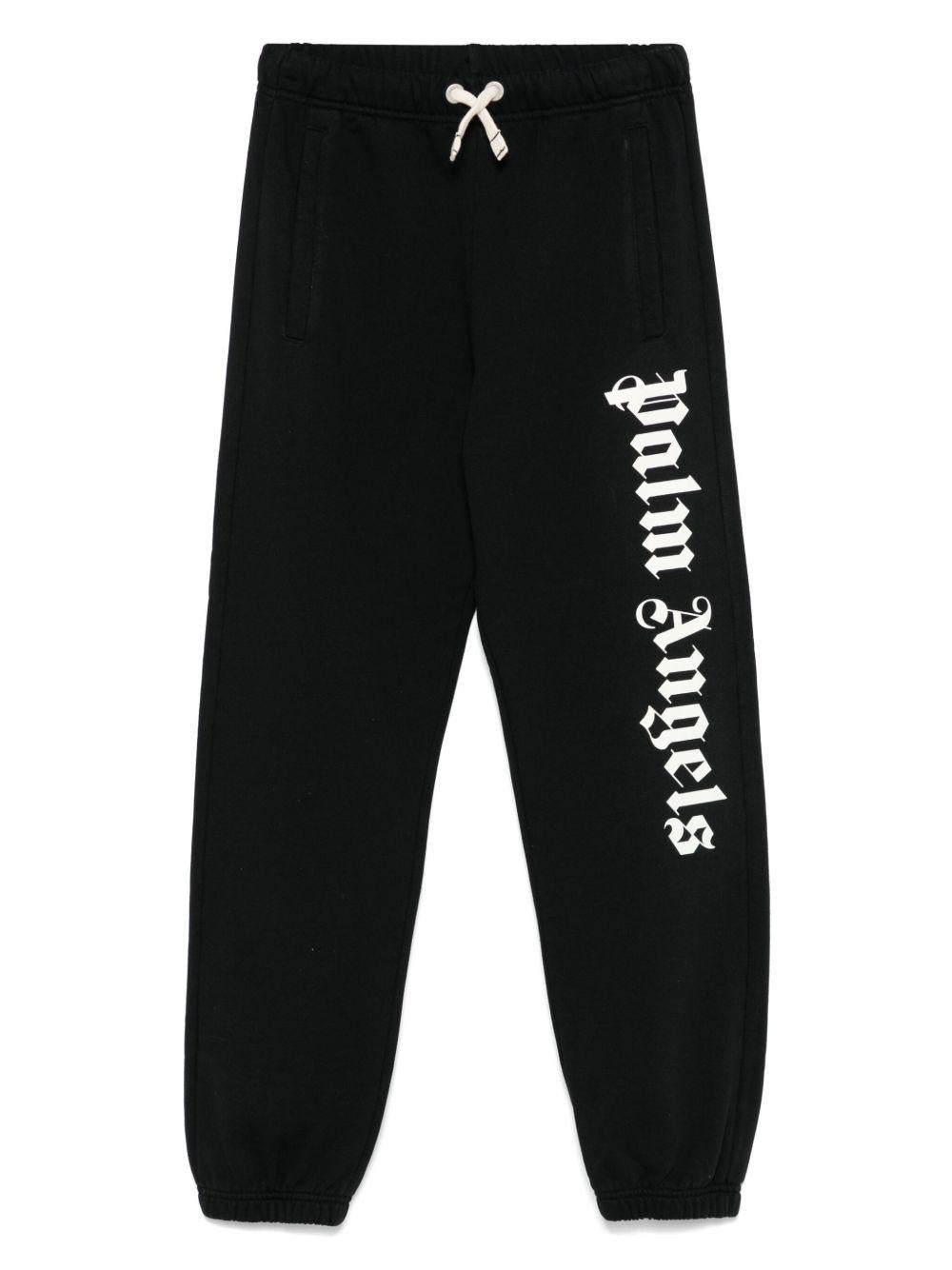 PALM ANGELS Pantaloni sportivi neri con logo sulla gamba