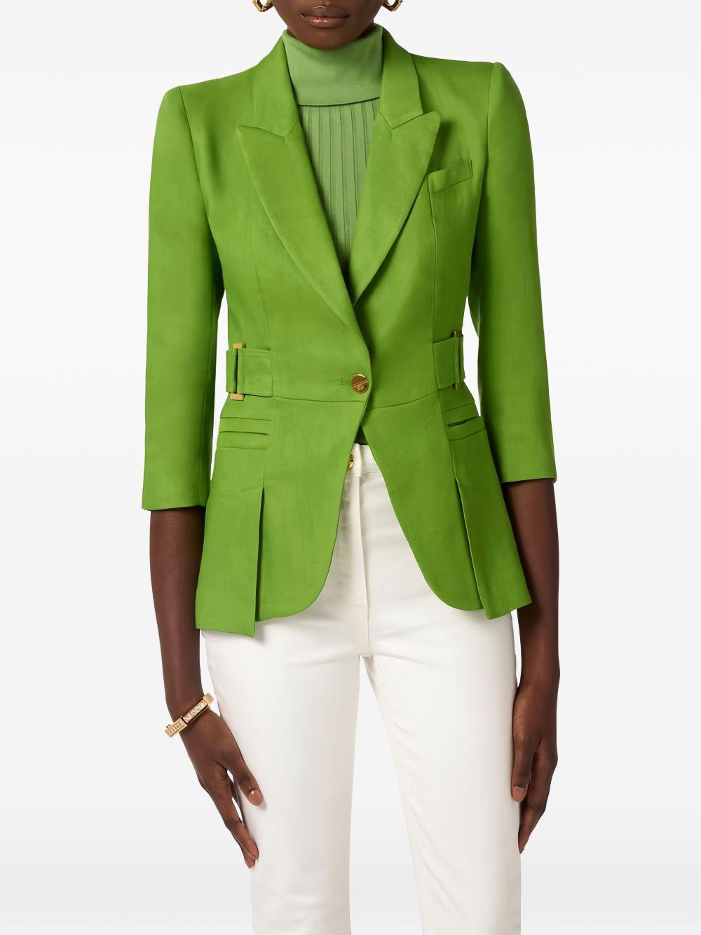 ELISABETTA FRANCHI Blazer strutturato verde con maniche a 3/4
