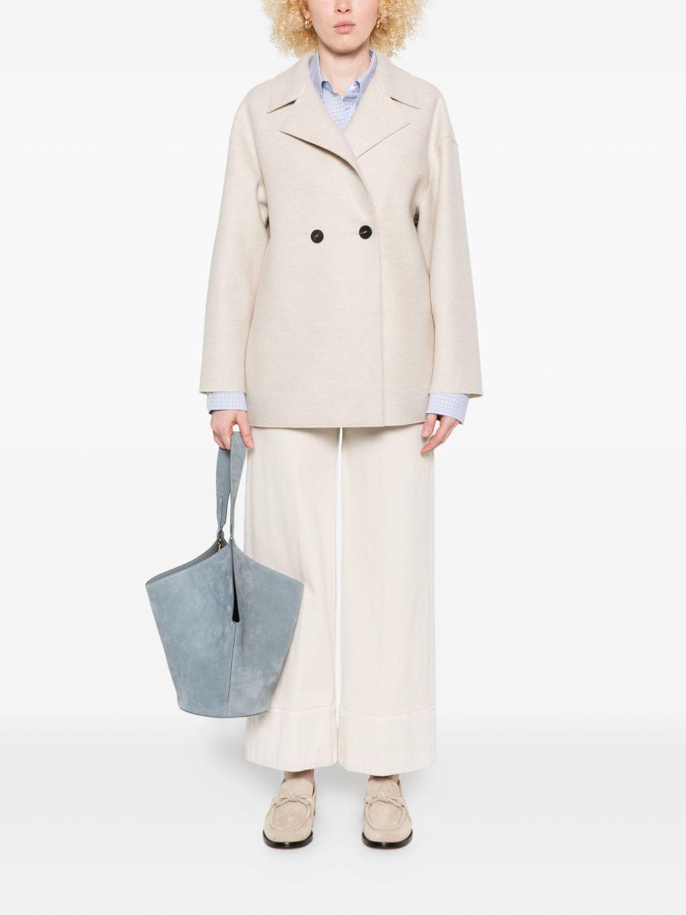 HARRIS WHARF LONDON Cappotto corto doppiopetto in lana beige
