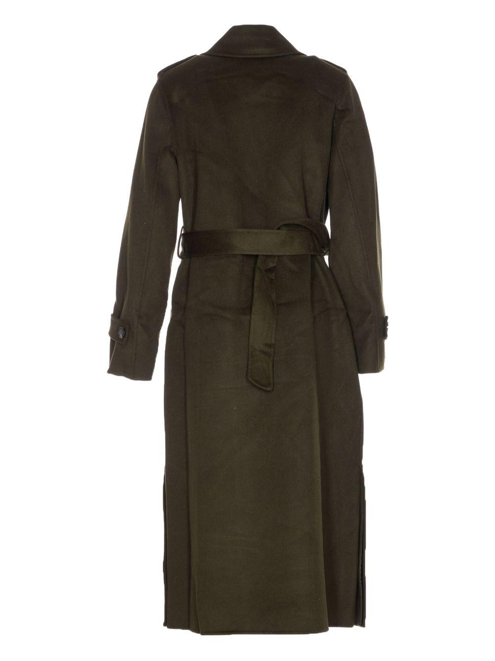 MICHAEL KORS Cappotto lungo doppiopetto in lana marrone con cintura