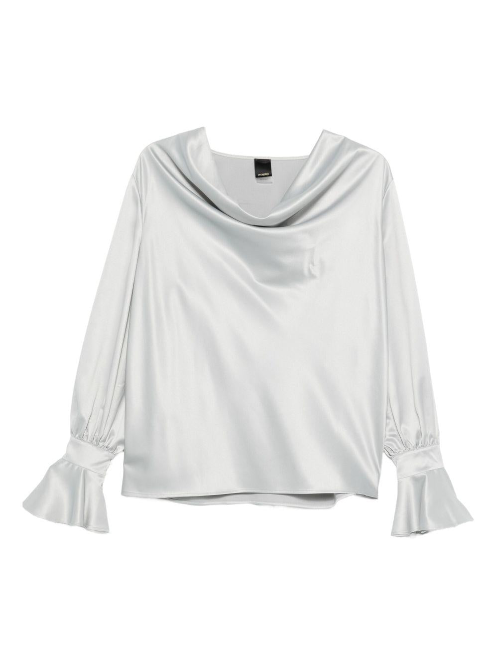 PINKO Blusa Filipa con collo a drappeggio argento