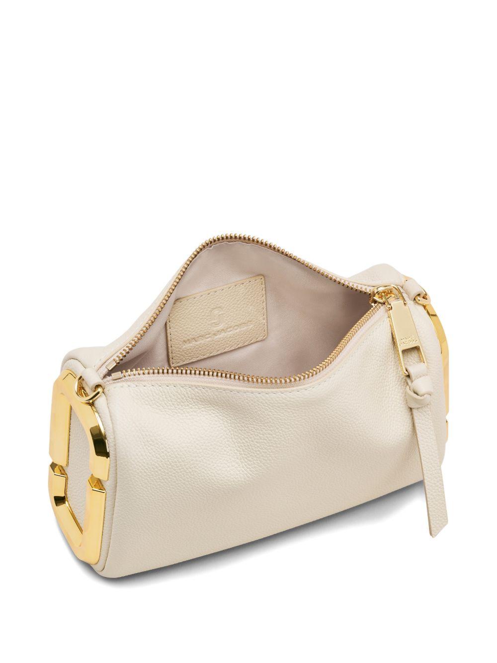 MARC JACOBS Borsa a spalla in pelle bianco sporco con logo dorato laterale