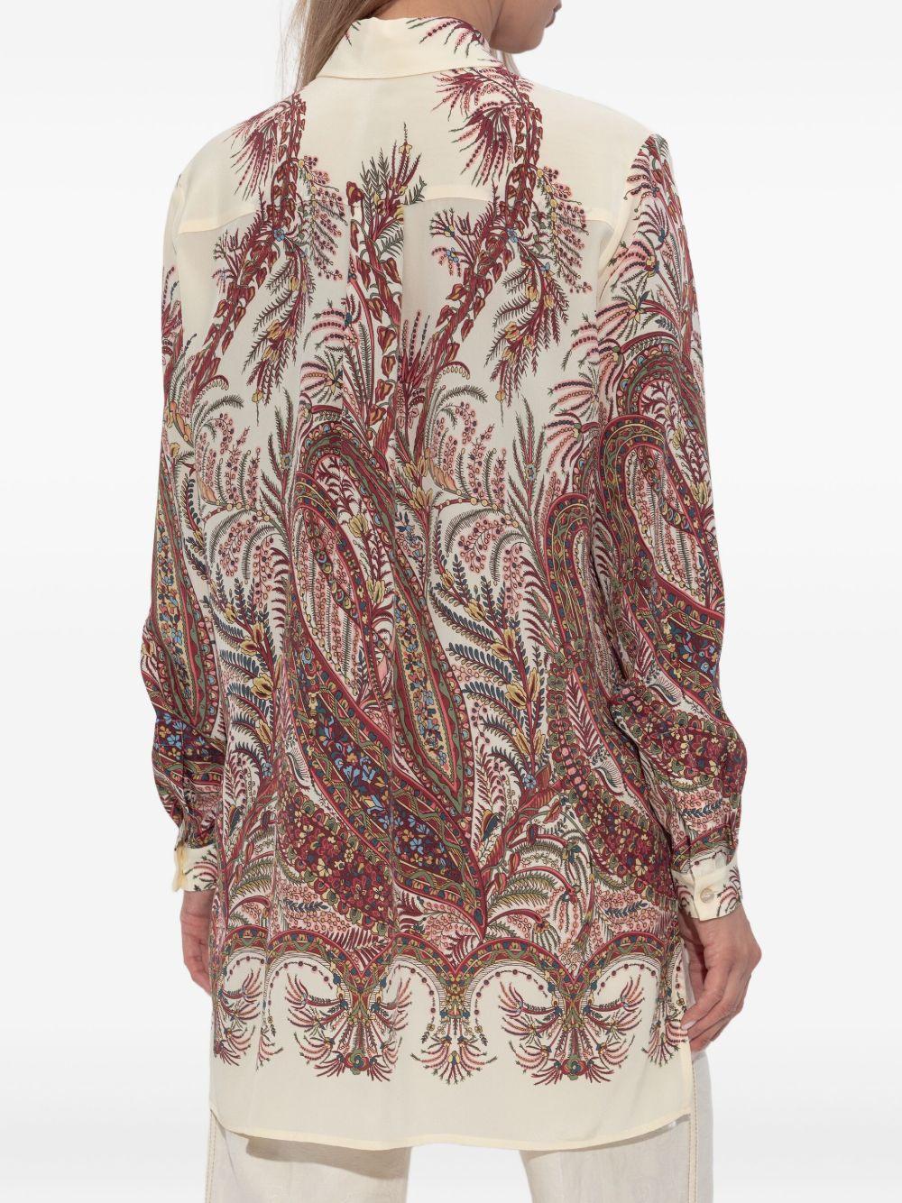 ETRO Camicia in seta crêpe de Chine con stampa Paisley floreale