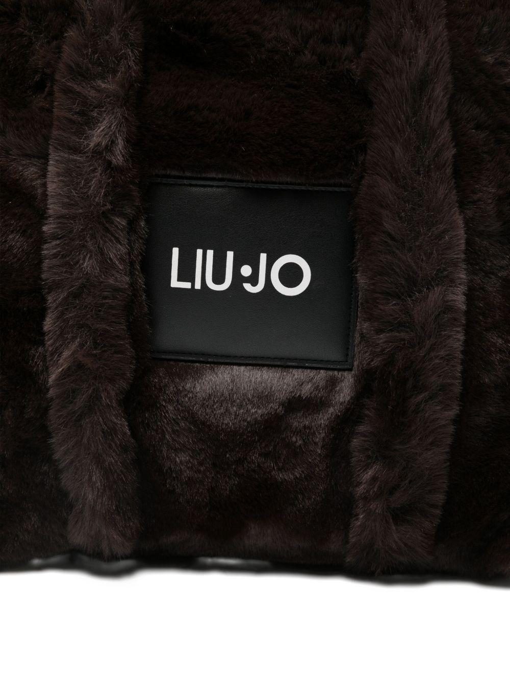 LIUJO Borsa a mano marrone in ecopelliccia con logo