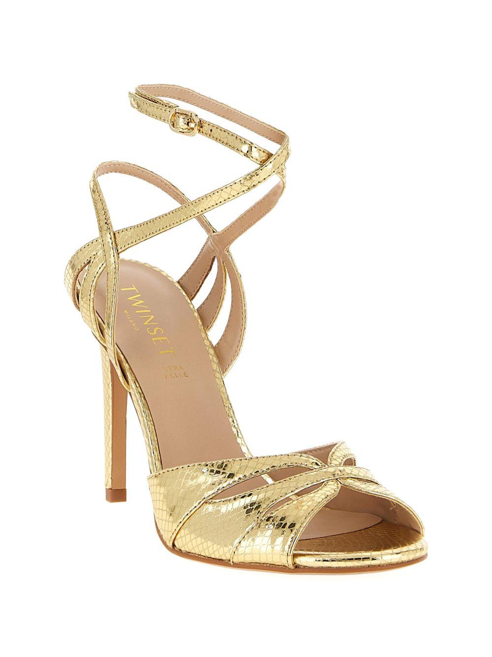 TWINSET Sandali con tacco dorati metallizzati