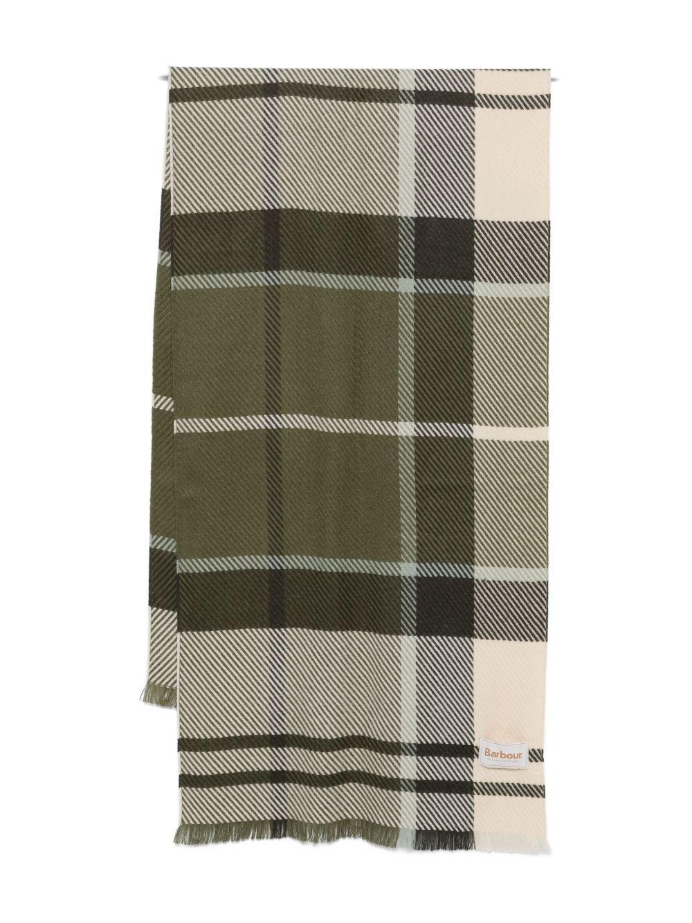 BARBOUR Sciarpa a quadri verde e panna