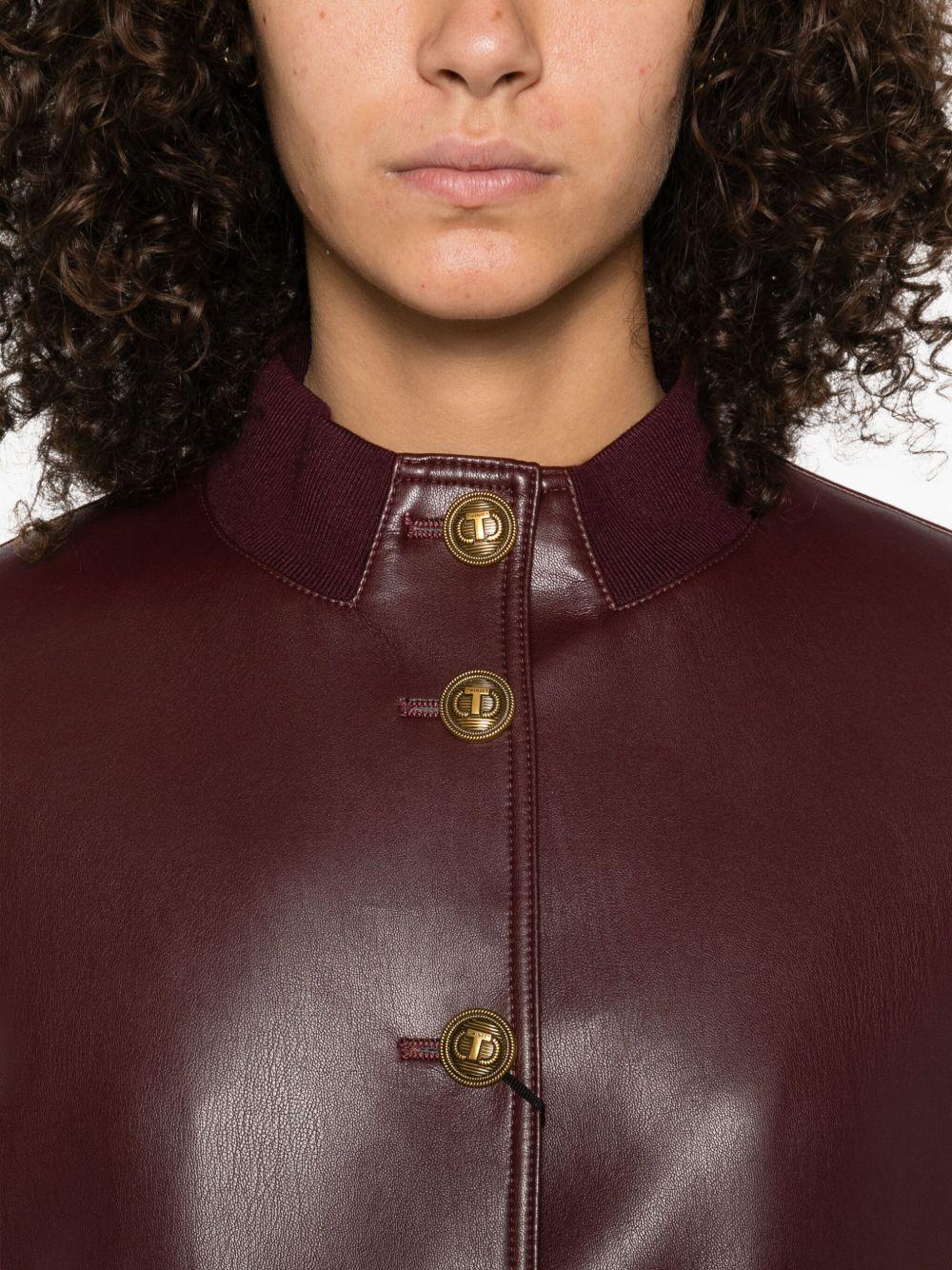 TWINSET Giacca in ecopelle burgundy con tasche