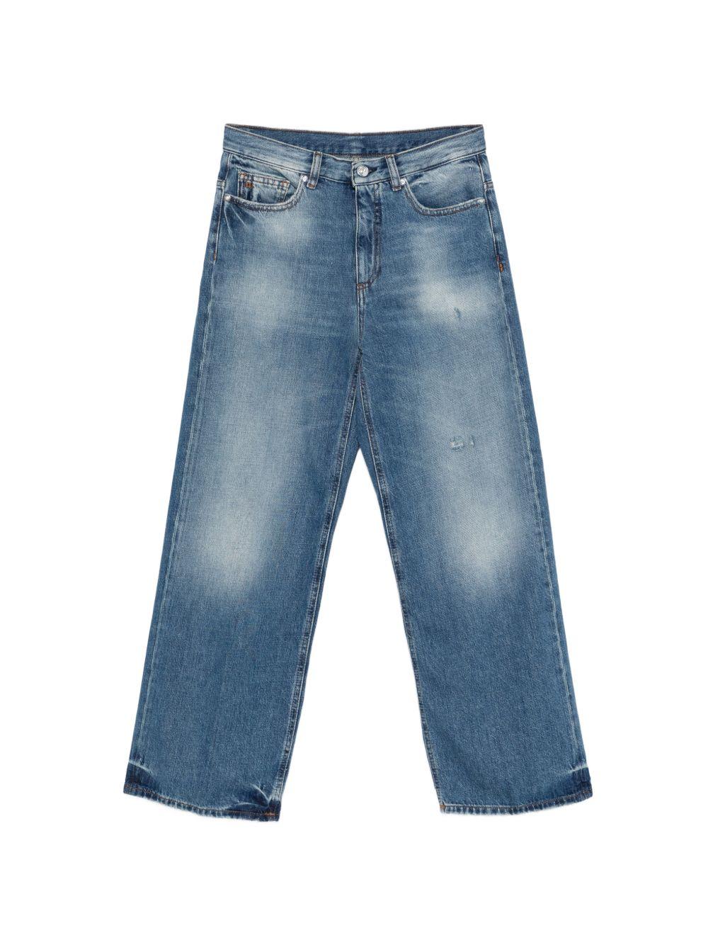 NINE IN THE MORNING Jeans Elsa in blu con effetto distressed