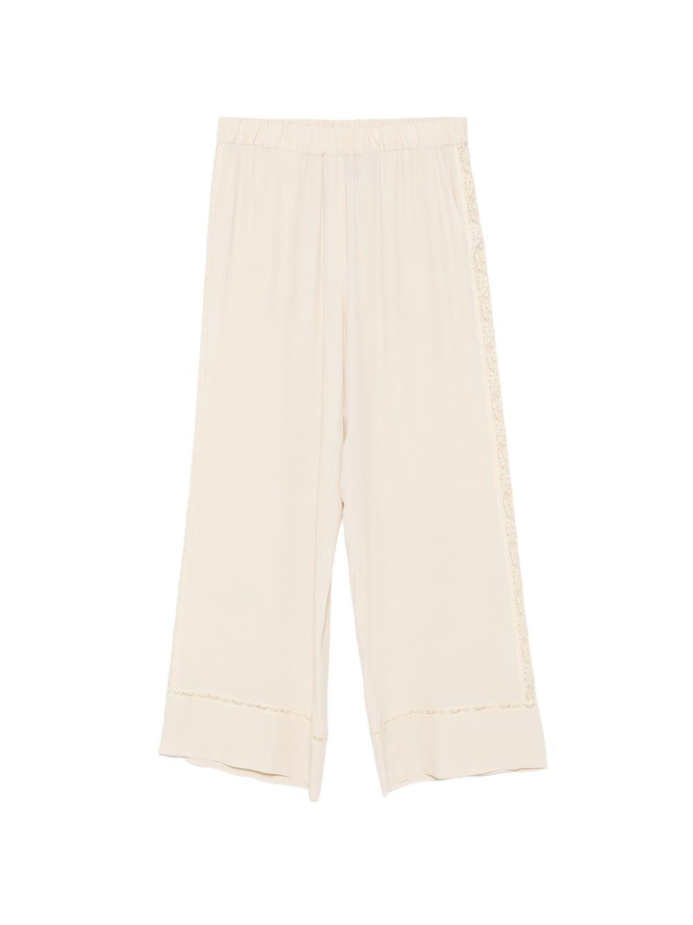 SEMICOUTURE Pantaloni Elle con ricami beige chiaro