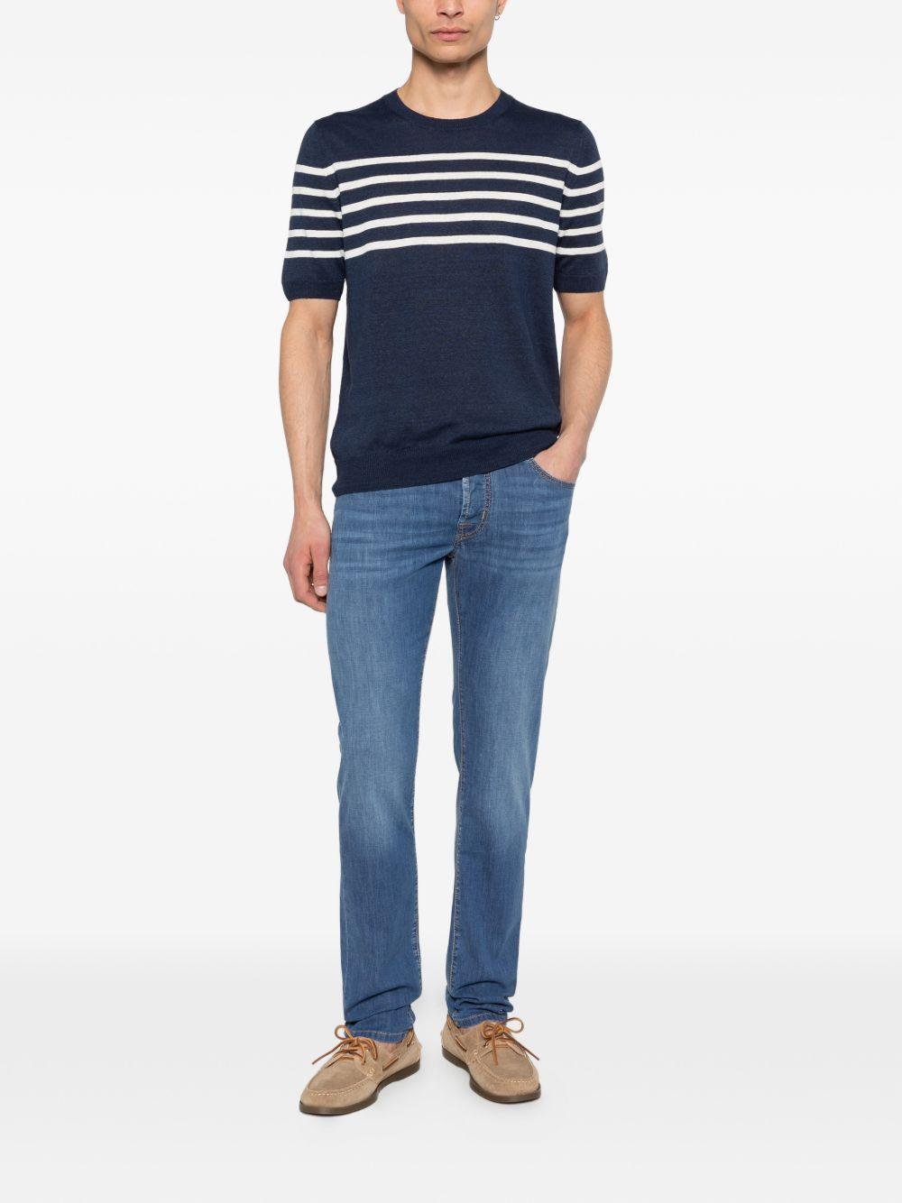 JACOB COHEN Jeans skinny in blu denim con fazzoletto