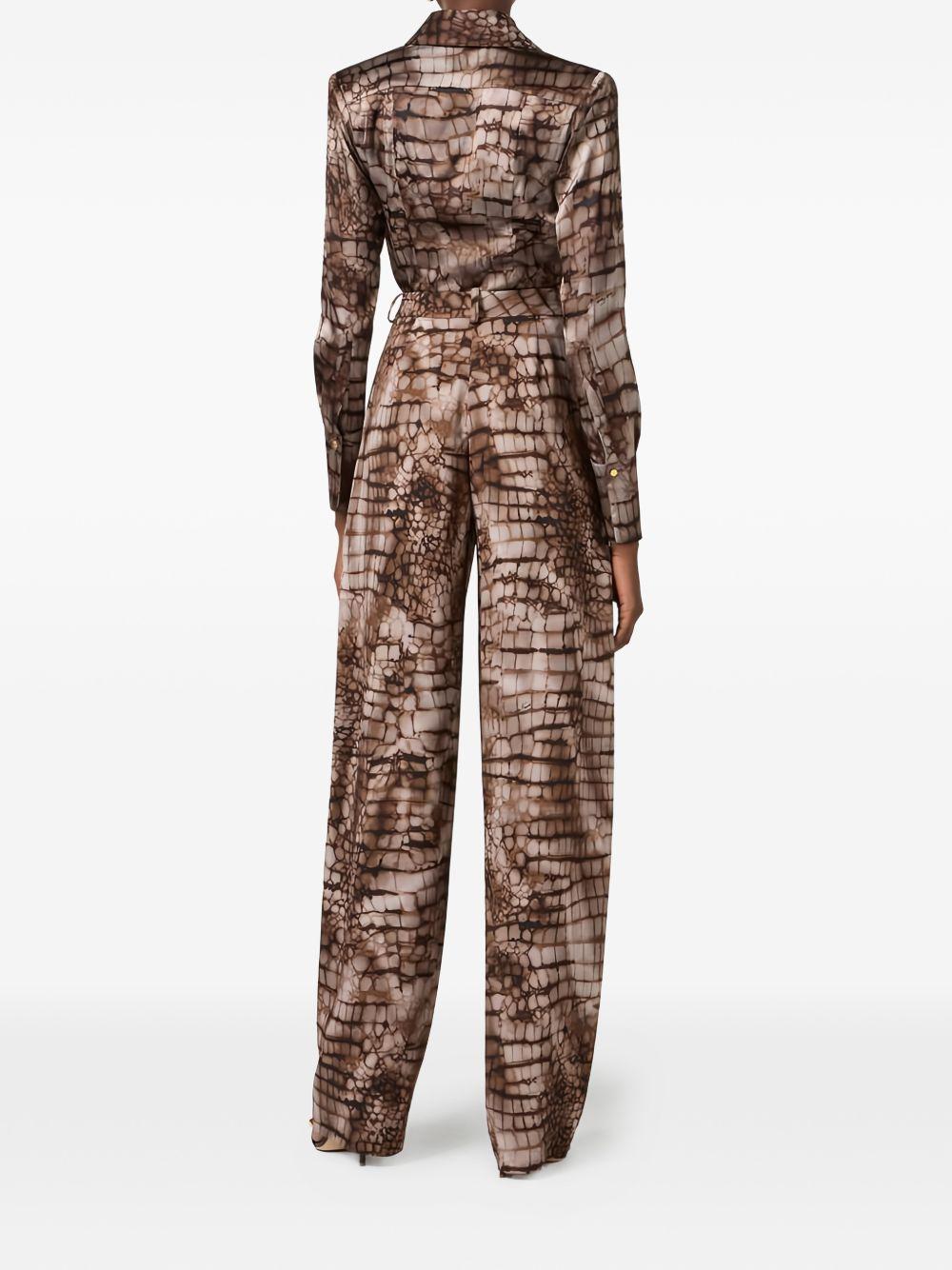 ELISABETTA FRANCHI Camicia a maniche lunghe in cotone con stampa coccodrillo