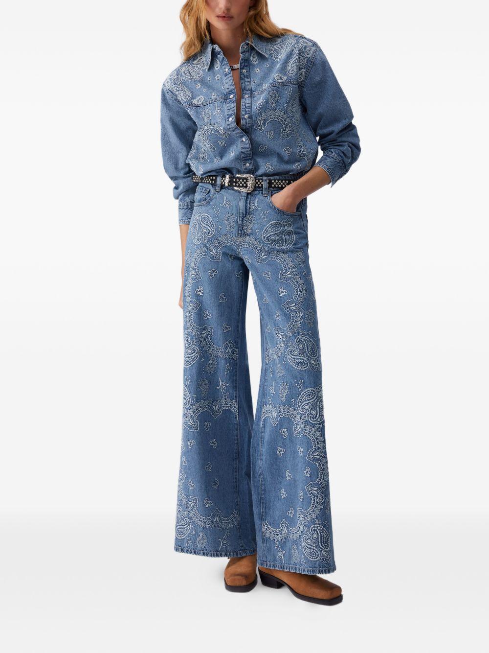 LIUJO Giacca camicia in denim con motivo Jacquard