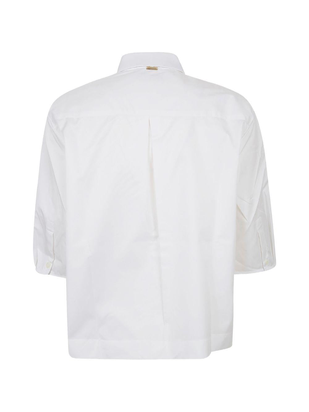 HERNO Camicia in cotone bianco con fiocco marrone