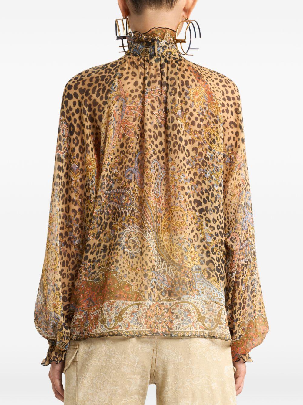 ETRO Blusa in seta con stampa leopardata
