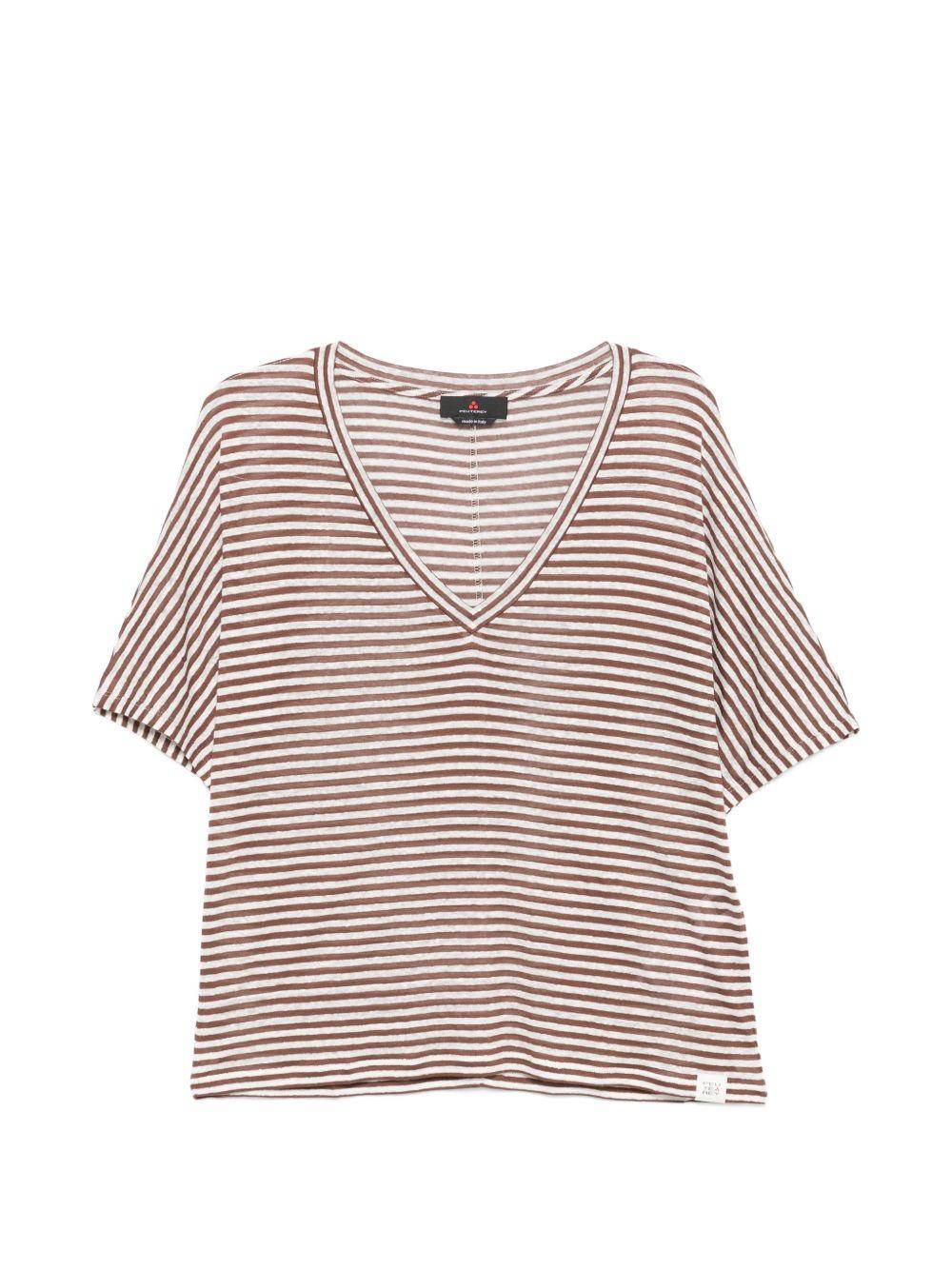 PEUTEREY T-shirt a maniche corte Ester con scollo a V a righe