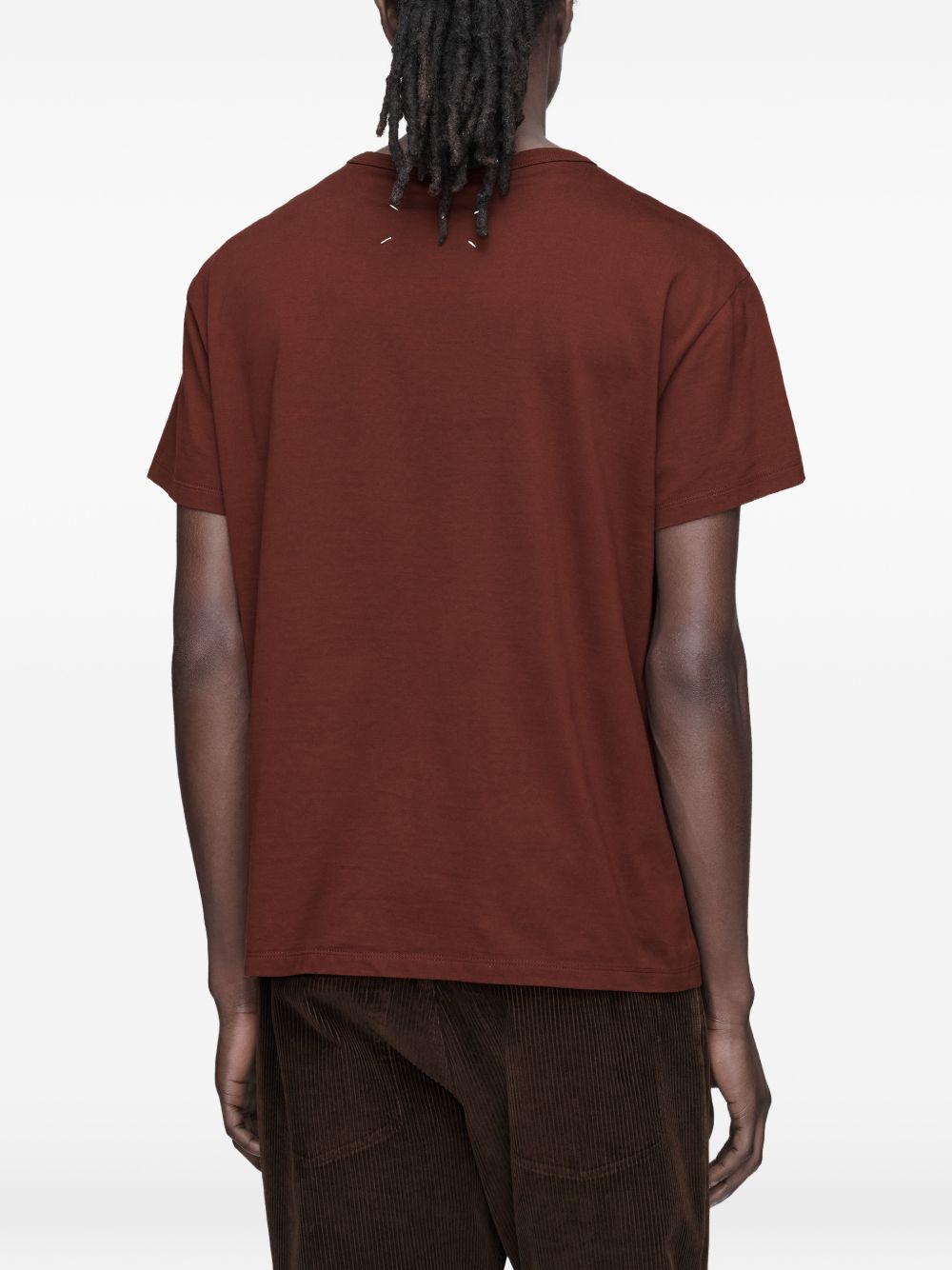 MAISON MARGIELA T-shirt oversize con logo ricamato in cotone bordeaux