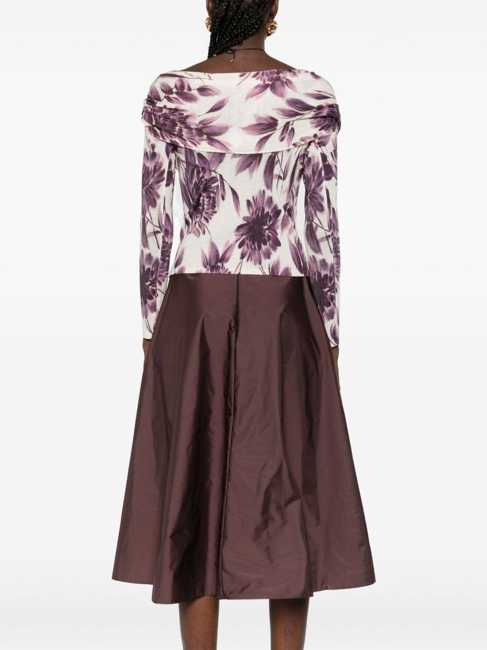 TWINSET Maglia con scollo bardot e stampa floreale