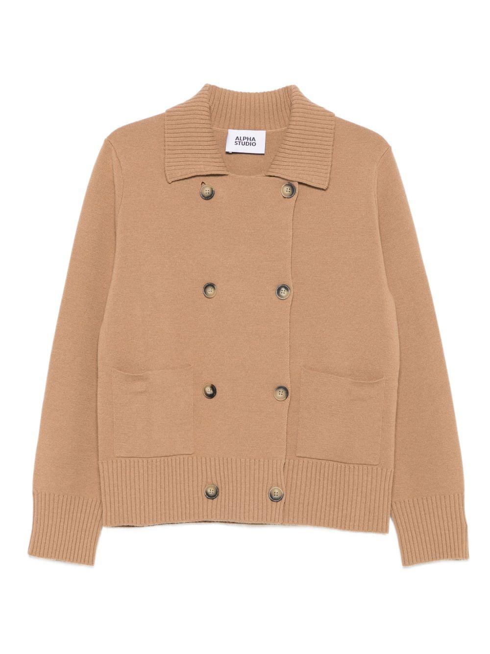 ALPHA STUDIO Cardigan doppiopetto in lana Geelong beige