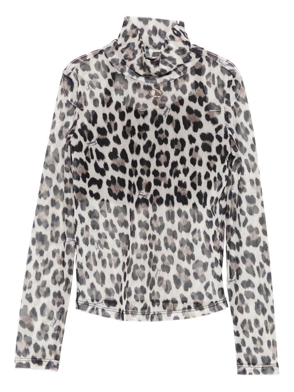 TWINSET Maglia semitrasparente leopardata