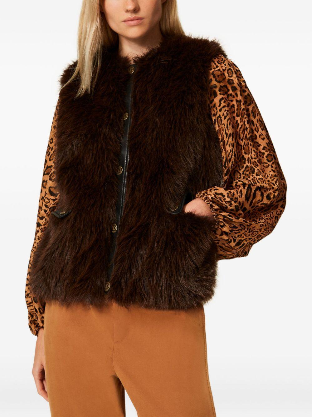 TWINSET Gilet in ecopeliccia marrone