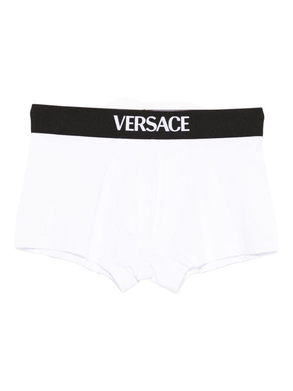 VERSACE Boxer bianchi con elastico in vita