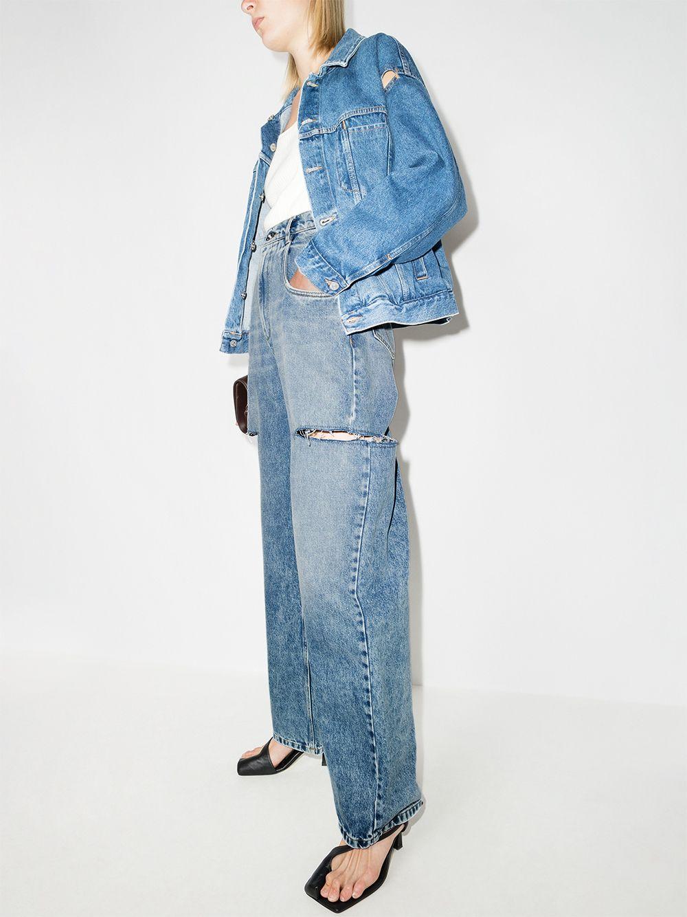 MAISON MARGIELA Jeans blu in cotone con dettaglio cut-out