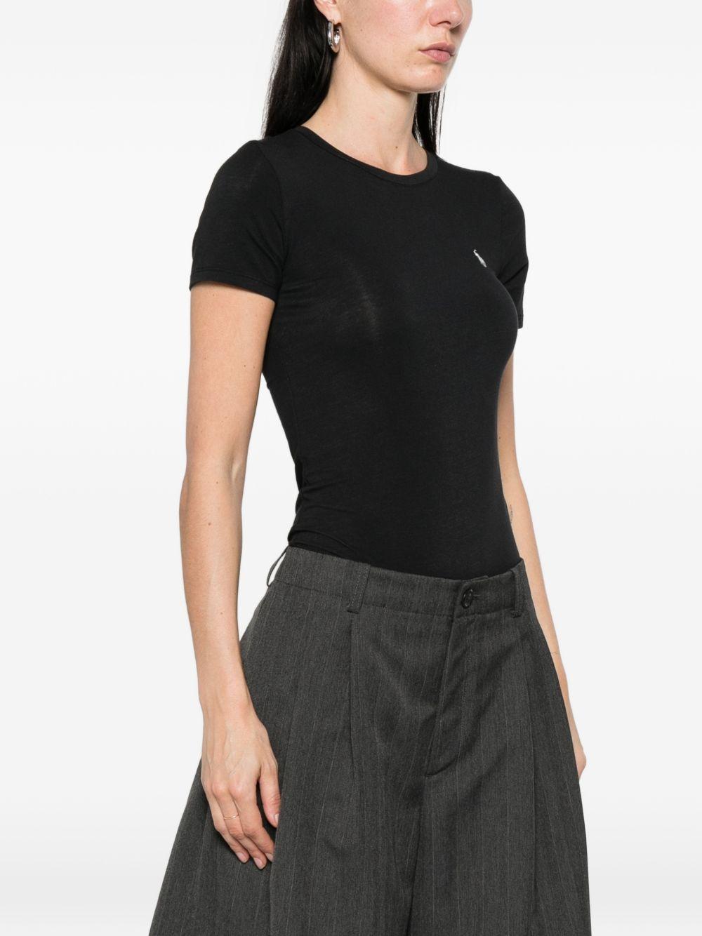 POLO RALPH LAUREN Body con maniche corte e logo ricamato nero