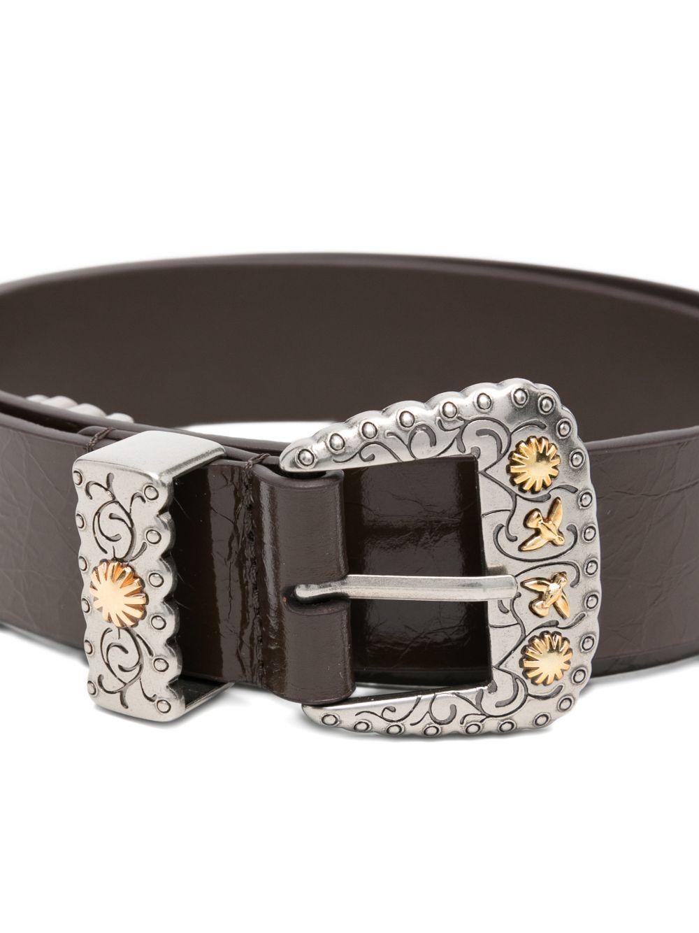 PINKO Cintura Trittico in pelle marrone