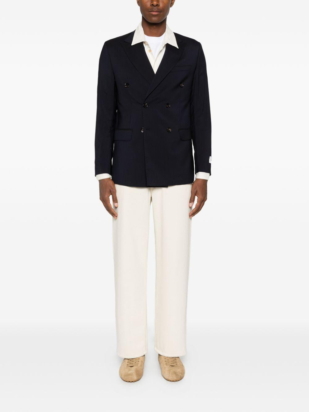 BE ABLE Blazer di Be Able in cotone blu scuro con chiusura doppiopetto