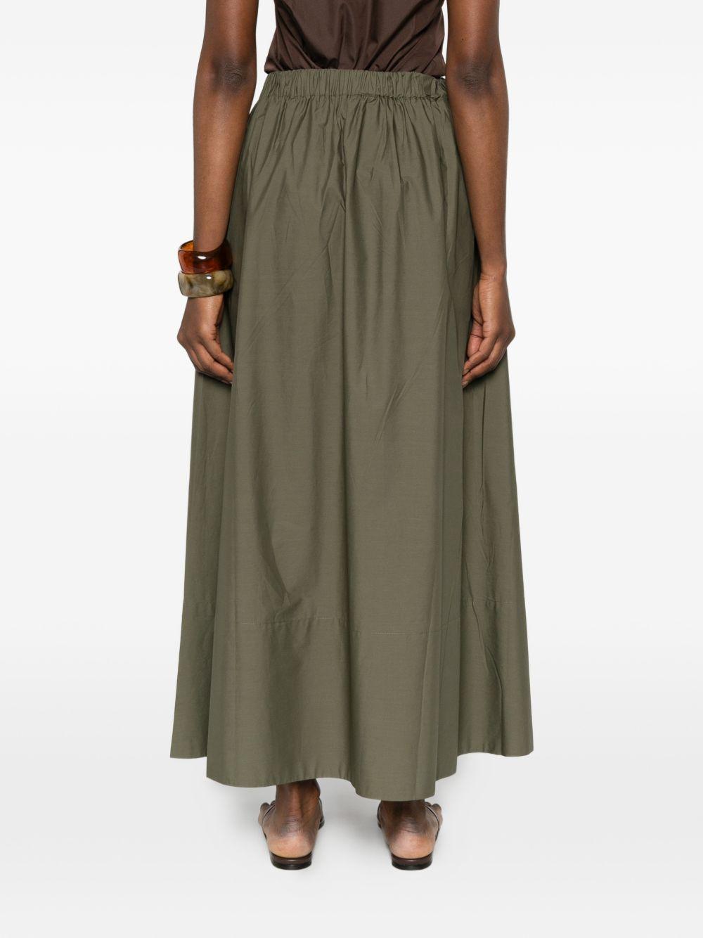 PEUTEREY Gonna midi Madeline in cotone verde scuro