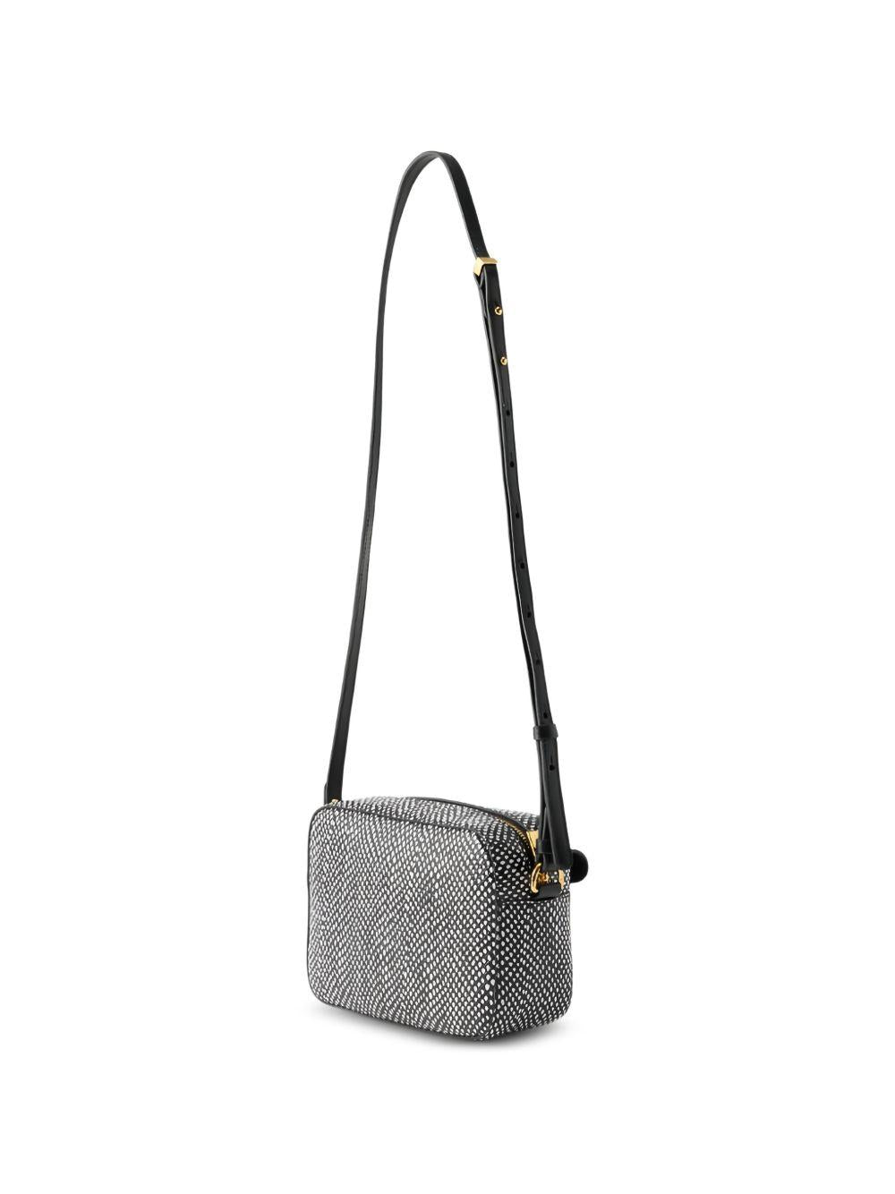 COCCINELLE Borsa a tracolla nera effetto pitonato bianco e nero