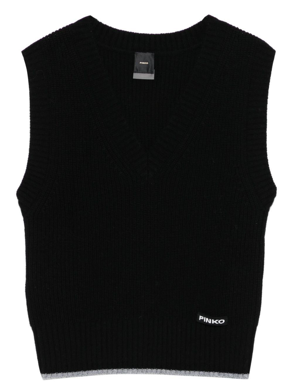 PINKO Gilet 'Stagnone' in lana e cashmere nero