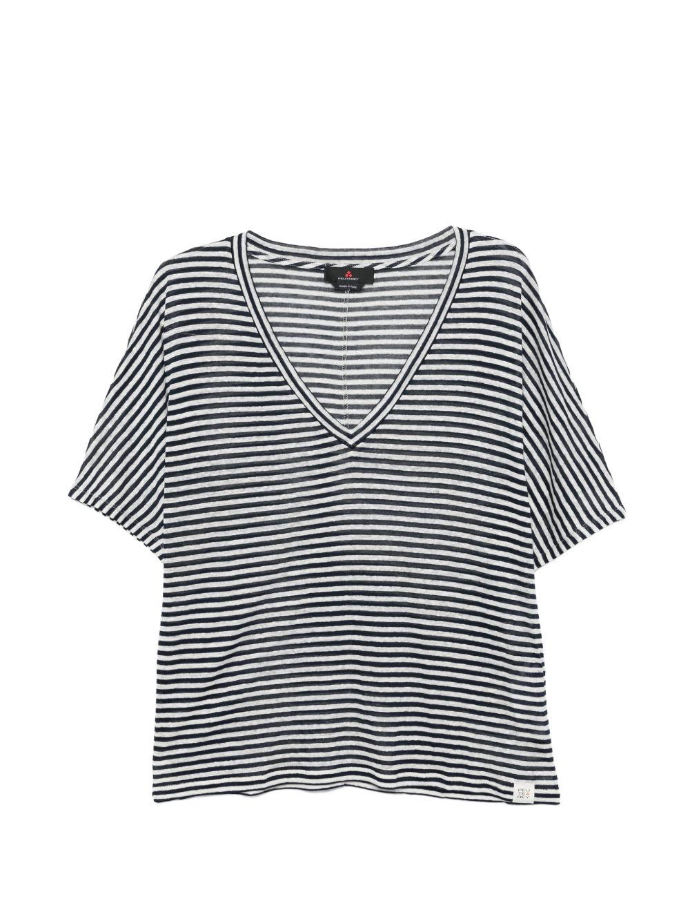 PEUTEREY T-shirt Ester a righe con scollo a V
