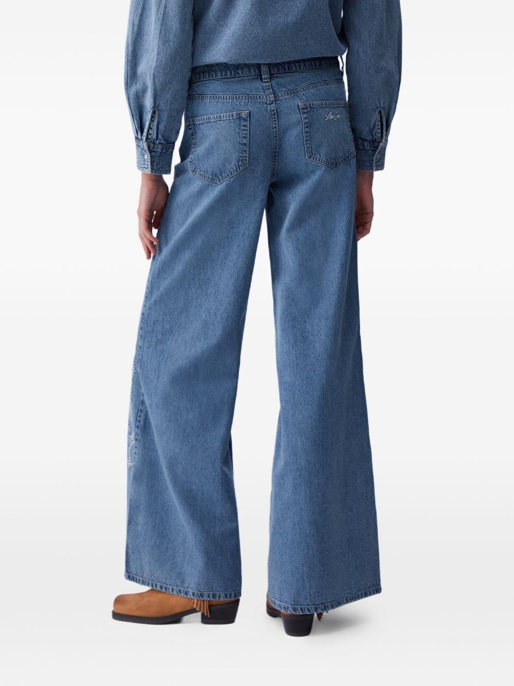 LIUJO Jeans blu a gamba larga con motivo Jacquard