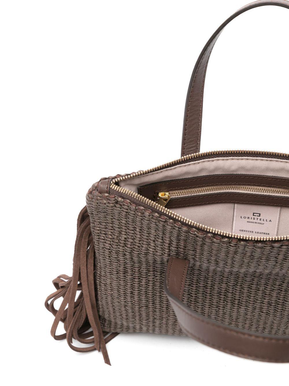 LORISTELLA Borsa a mano Ruby cioccolato con frange