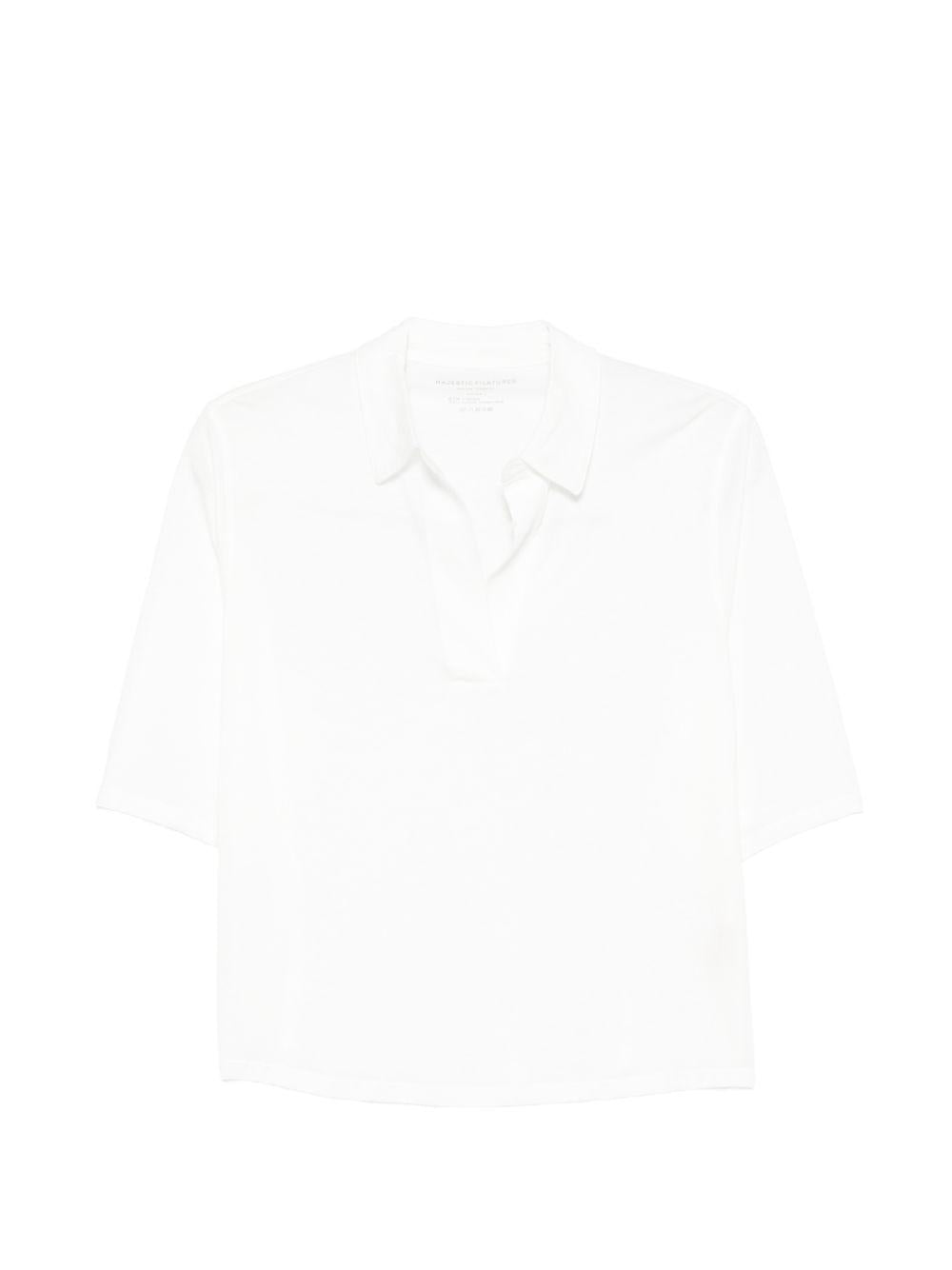 MAJESTIC FILATURES Polo corta bianca a maniche corte