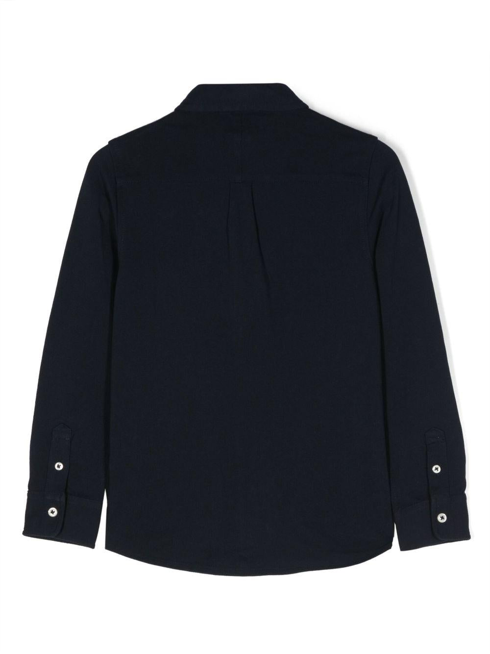 POLO RALPH LAUREN Camicia in cotone blu con logo bianco