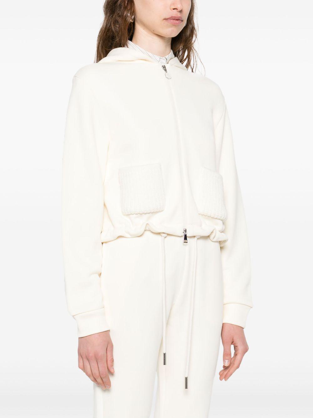 MONCLER Felpa con cappuccio bianca con coulisse