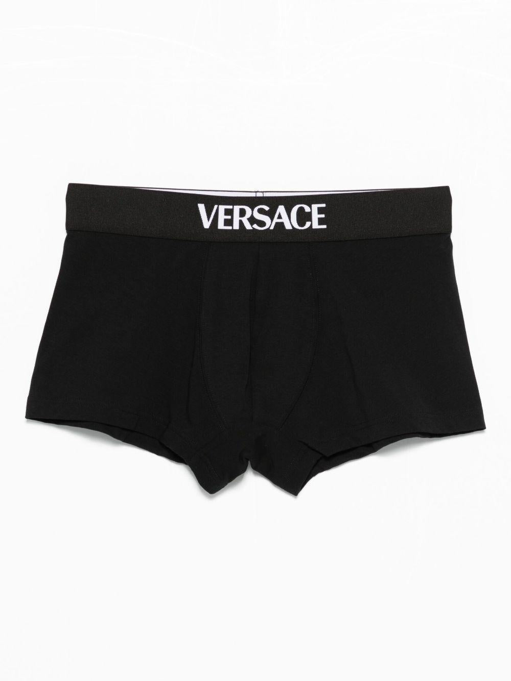 VERSACE Boxer neri con elastico in vita