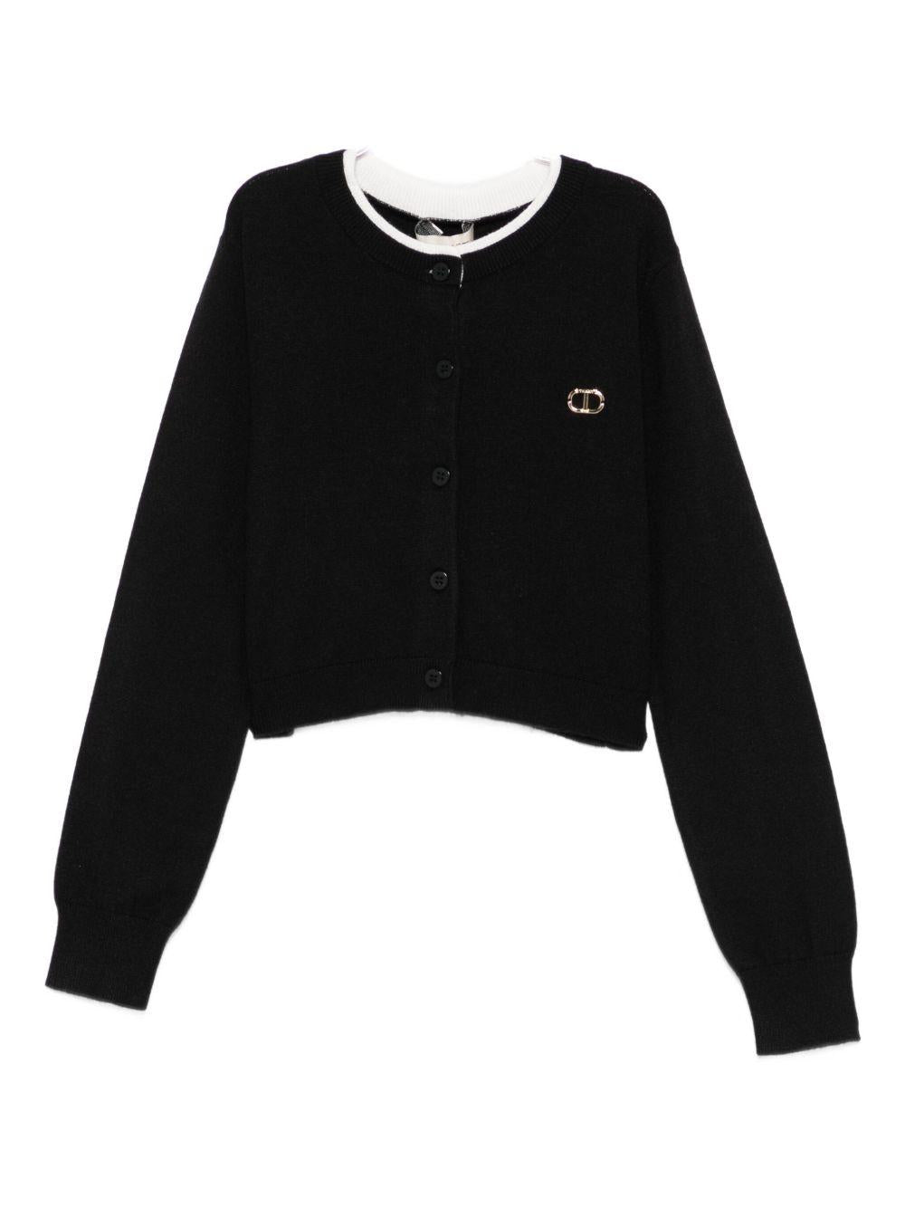 TWINSET Cardigan nero con logo