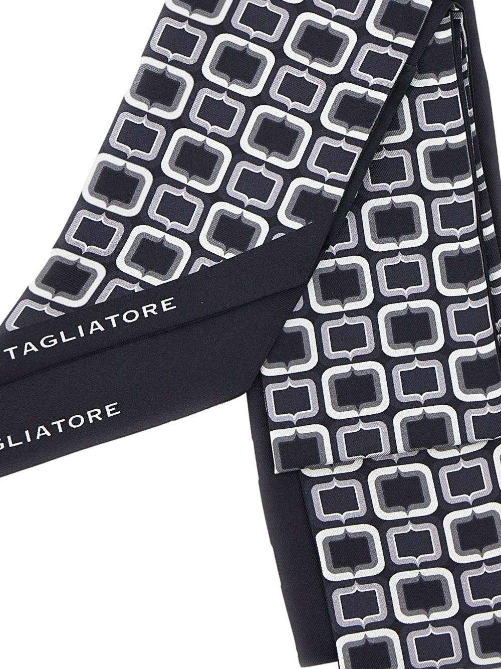 TAGLIATORE Foulard in seta nera con stampa geometrica
