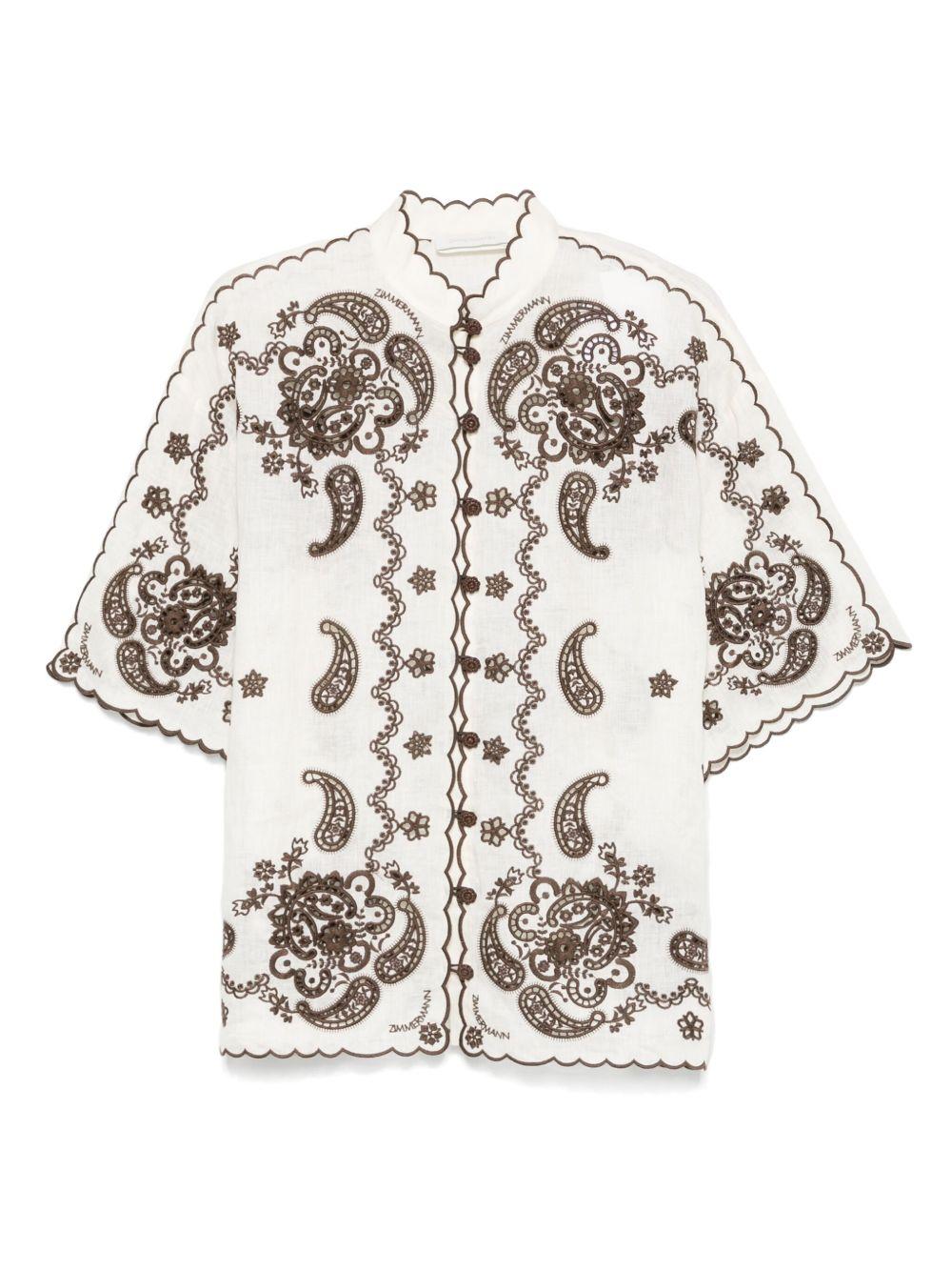 ZIMMERMANN Camicia in lino bianco 'Ascension'